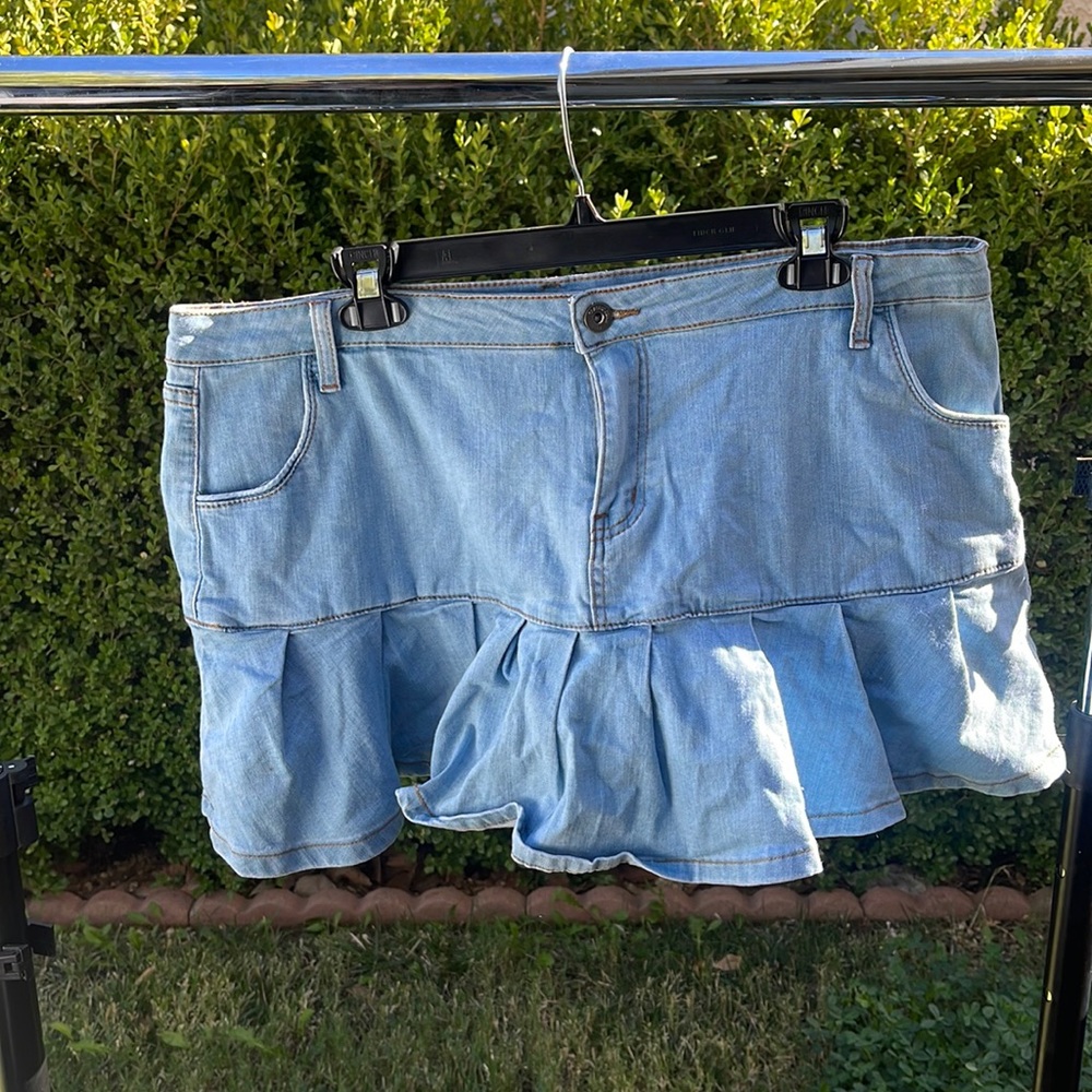 Denim skirt with shorts